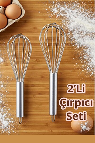 Kitchen Beauty Paslanmaz Çelik 2'li Çırpıcı Seti Pratik Yumurta Sos Karıştırıcı Çırpma Teli