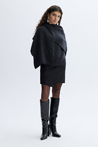 Mudo Loose Fit Shawl Neck Wool Blend Sweater