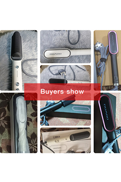 Dumbo Hair Straightener Brush with Built-in Comb, 20s Fast Heating, 5 Temp Settings, Anti-Scald (Bla