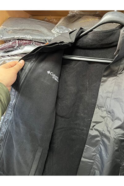 Butik Plus Size Loose Fit Clmb Double Zipper Coat+Fleece