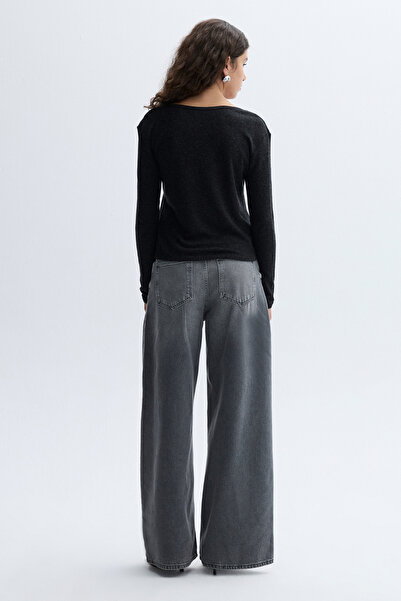 Mudo Wool Blend Fitted Buttoned Long Sleeve T-Shirt