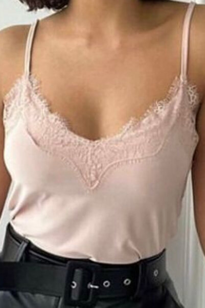 Balenbi Γυναικεία μπλούζα με λεπτομέρεια από δαντέλα με κορδόνια 1070