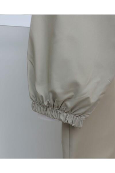 Modamorfo Long raincoat with zipper and hood - stone