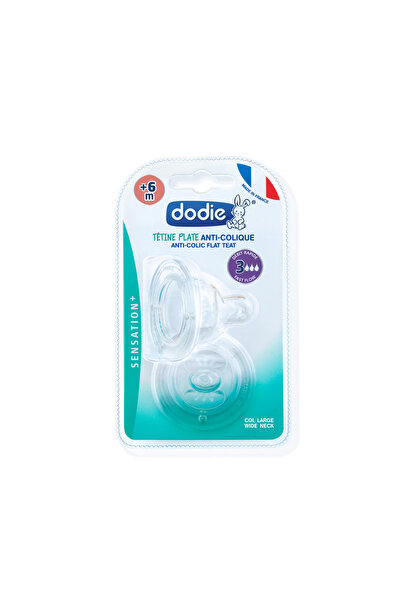 Dodie Set 2 tetine plate anticolici Sensation Flow 3, transparentă 6 luni+ ,