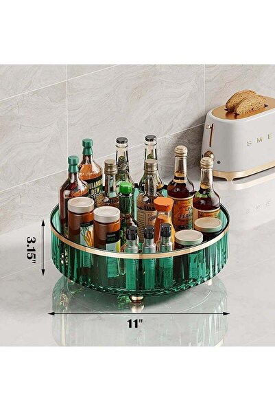 fulina Clear Lazy Susan Pantry Organizers and Storage, Rotating Storage Rack for for Kitchen, Pantry(Green)
