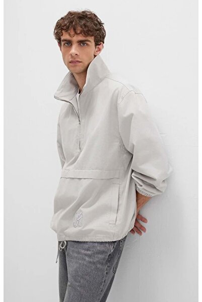 Mavi 0211684-70074 Men's Sweatshirt with Half Zipper and Kangaroo Pocket Gray