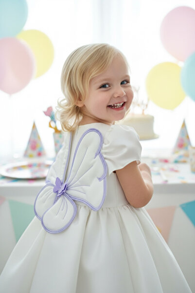 zühre balaban kız bebek çocuk nakışlı beyaz doğum günü elbisesi