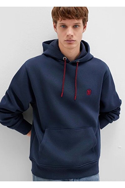 Mavi 065809 Logo Embroidered Men's Hooded Sweatshirt Dark Blue