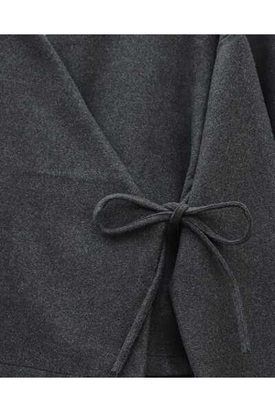 Modamorfo Front tie-up skirted stamp kimono set - anthracite