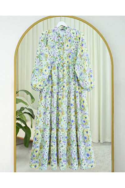 Modamorfo Φόρεμα με μοτίβο λουλουδιών με μισό κουμπί - Α.Πράσινο