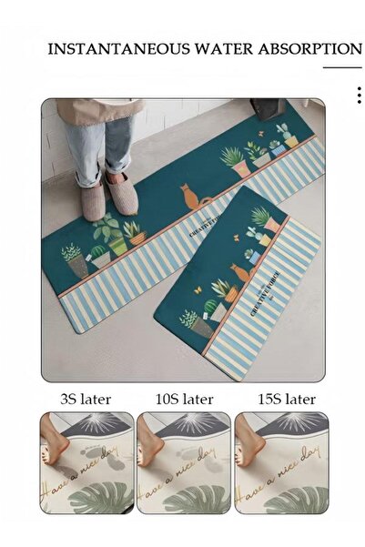 DOMEET 2PCS Non-Slip Kitchen Rugs and Mats, Anti-Fatigue Hallway Kitchen Runner Rug Set Backing Floor Mat
