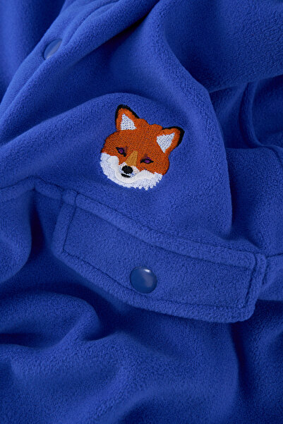 WWF Market Kızıl Tilki Polar Popover Sweatshirt - Saks mavi