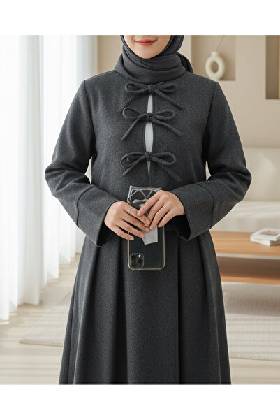 Modamorfo Lace-Up Front Skirted Suit - Anthracite