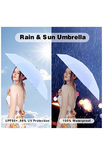 fulina Mini Travel Capsule Umbrella, Small Compact Portable Umbrella for Sun and Rain, (Blue)