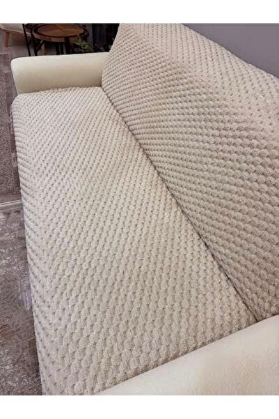 DECORA CASA HOME COLLECTİON Non-Slip Sponge Plush Patterned Sofa Cover 3-Seater Washable Armchair Cover 170X210