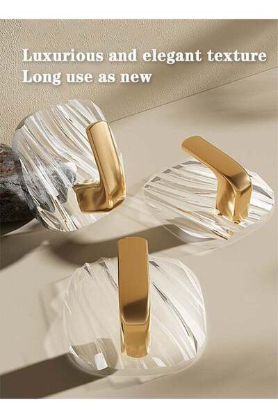 fulina 8 Pcs Multipurpose Acrylic Wall Storage Hook Decorative Gold Hook Strong Adhesive Wall Hooks
