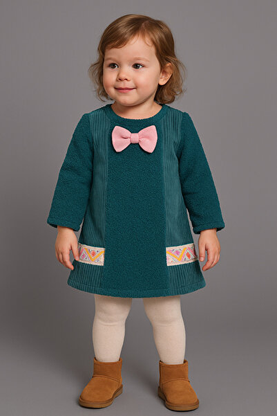mj kids Lamb Velvet Girls' Dress with Wool Lining