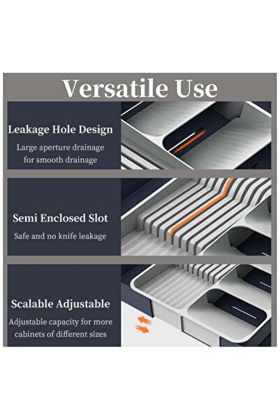 fulina Drawer Knife Block Silverware Drawer Organizer Kitchen Utensil Organizer Large Capacity Flatware