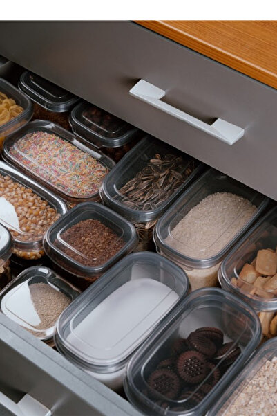 SUPERPUP 30-Piece Storage Container Set Anthracite Rectangular with Spoon Gift (650ml + 1000ml + 15500ml + 2100ml + 3100ml) X 6