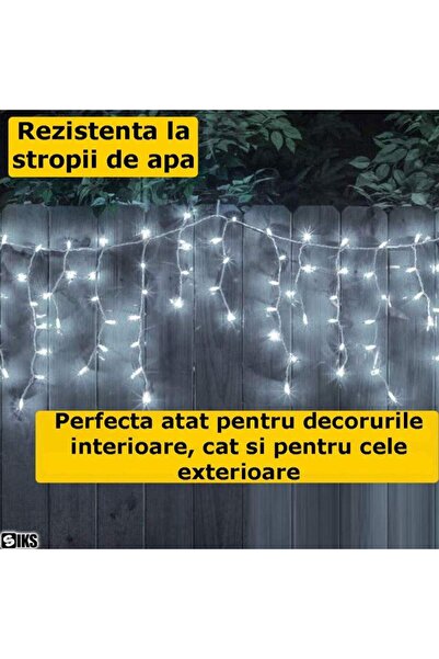 SIKS Instalație de Crăciun Turturi, Ghirlandă Fluturătoare, 12 metri, Interconectabilă, Alb Rece