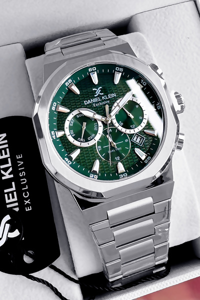 Daniel Klein ساعة يد رجالية حصرية 3 Atm مقاومة للماء باللون الفضي وسوار فولاذ...