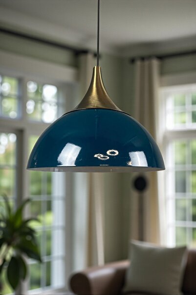 Bamyum Yimpi Deniz Yeşili Avize Tekli Sarkıt Eskitme Kubbe Başlık Salon Mutfa...