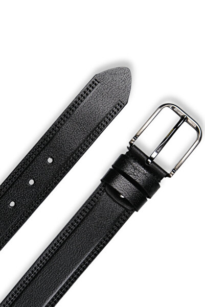 MFT Leather Design Ανδρική ζώνη από γνήσιο δέρμα – Διπλή ραφή, 4 εκ., Μαύρη |...