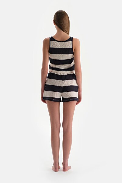 Dagi Λευκό-Μπλε Μπλουζάκι με Ζαρτιέρες