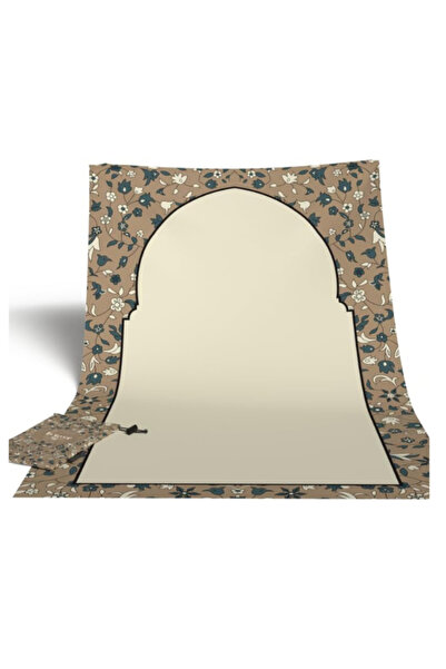 saharr ART MOOD HOME Dome Prayer Rug - Waterproof, Pocket Size, Beige Velvet