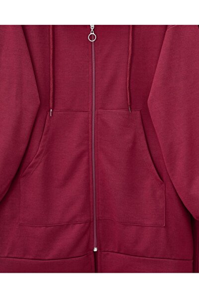 Modamorfo Zippered Hooded Combed Cotton Suit - Burgundy