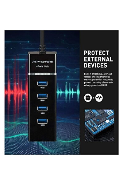 OEM USB 3.0 Çoğaltıcı 4 Port Yüksek Hızlı USB Hub Çoklayıcı MacOs ve Windows Uyumlu
