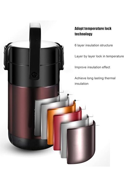 Generic 2.6L Thermal Lunch Box, Portable Insulated Lunch Containers With Bag, Leakproof Stackable Stainless