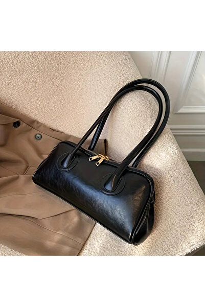 Rivina Geantă de mână și de umăr model baguette cu mâner lung cu fermoar dublu pentru femei