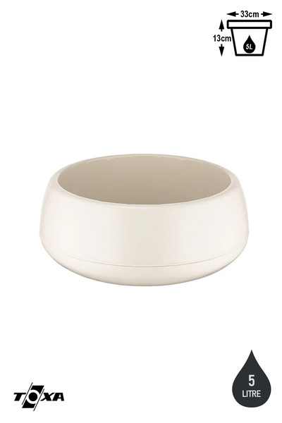 ToXA Aranjman Saksı 4,8 Litre Kirli Beyaz 33cm Menekşe Kaktüs Sukulent Saksısı Parlak Plastik No3