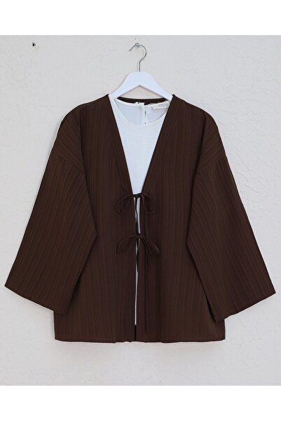 Modamorfo Double lace front trousers crinkle set - brown