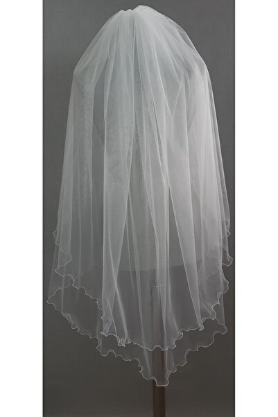 Suzanna Moda Hayal Tül Sade Kenarları Misinalı Çift Kat Kırık Beyaz 1 Mt Boy Çift Kat Gelin Duvağı