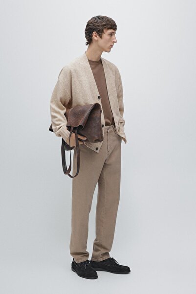 Massimo Dutti Yün karışımlı V yaka triko hırka