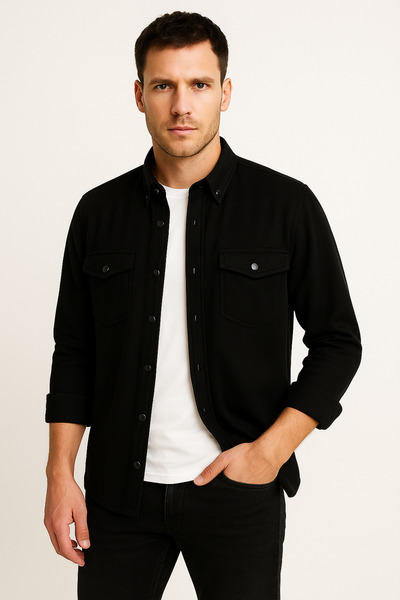 mavisima erkek giyimi Ανδρικό μπουφάν από μαύρο σουέτ πουκάμισο – Άνετο και κομψό στυλ για τη νέα σεζόν