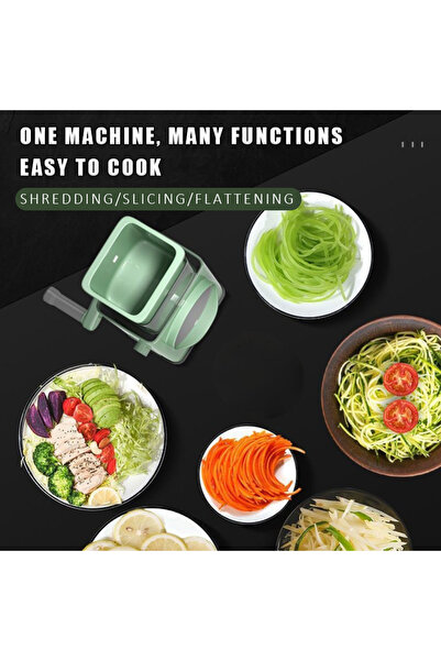 Generic 3-in-1 Hand-Cranked Drum Vegetable Slicer (Green)