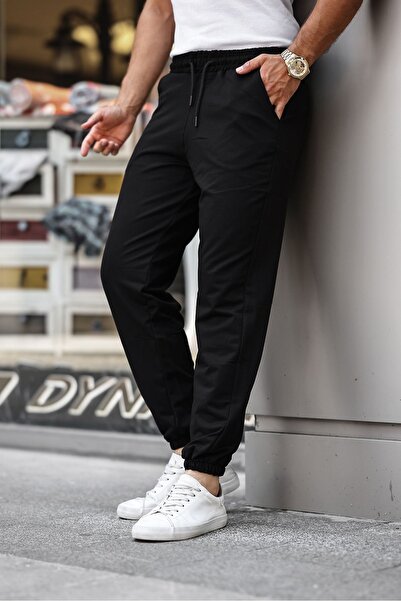comstar Men's Elastic Waist Pocket Basic Black Jogger Pants