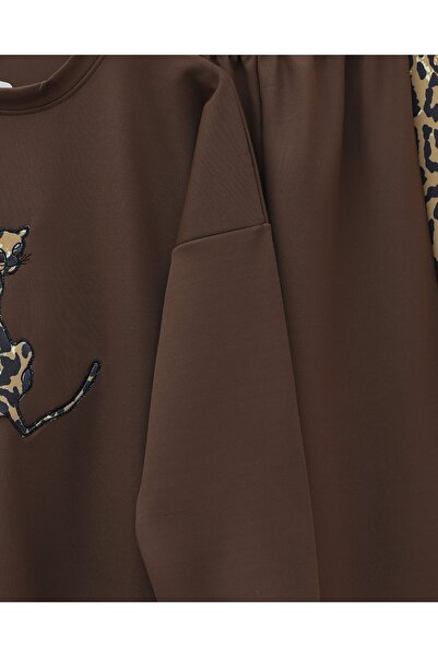 Modamorfo Scuba Suit with Leopard Figure and Patterned Trousers - Brown