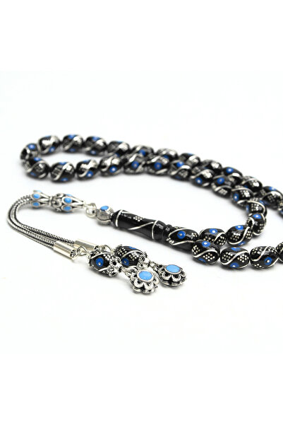 HÜNERTAŞ مسبحة كبسولة معالجة زرقاء ثلاثية من حجر أولتو