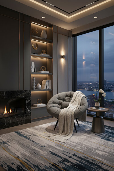 Home Babi Tekli Berjer | Armut Koltuk Minderli Metal Sandalye | Keten Kumaş S...