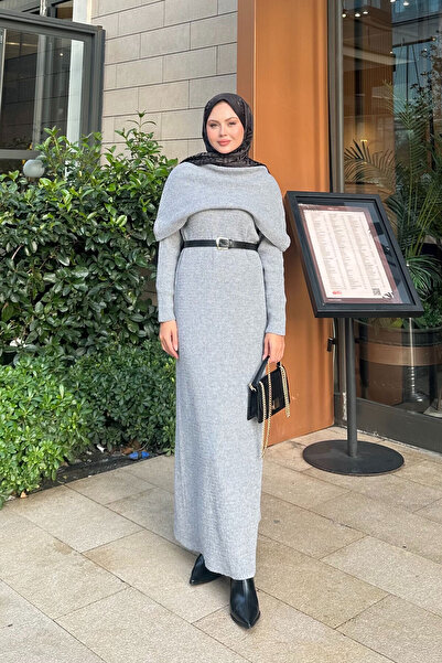 LOCCO Women's Cape Collar Dress Gray