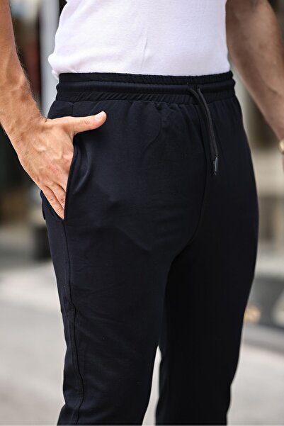 comstar Men's Double Leg Tight Navy Sweatpants with Elastic Waist