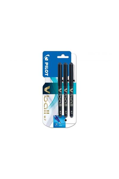 V-Ball Roller Kalem 0.7 mm Siyah 3'lü