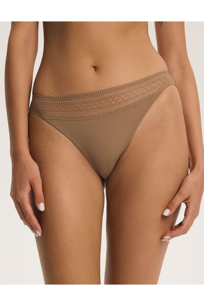 ESOTIQ Set de chiloți pentru femei, pachet de 2, chiloți brazilieni cu imprimeu nervuri și dantelă | Pakis