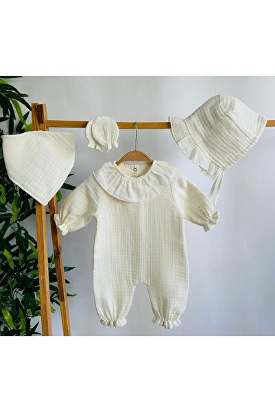 esilaaaksesuar طقم موسلين ذو ياقة مكشكشة مكون من 4 قطع لإصدار المستشفى 100% ق...