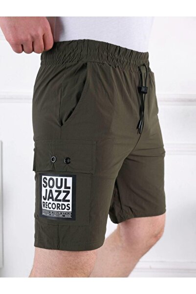 comstar Men's Parachute Printed Khaki Capri Shorts with Elastic Waist