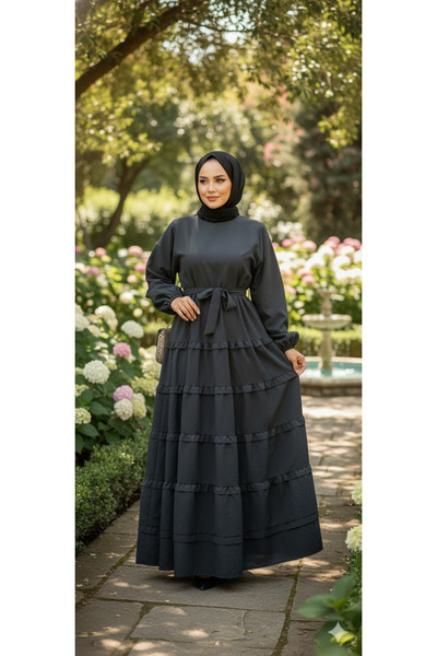 Moda İlter Rochie din tafta antracit